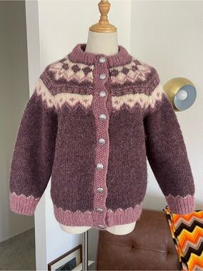 Vintage Cottagecore Boho Denmark Wool Fair Isle Nordic Buttoned Cardigan